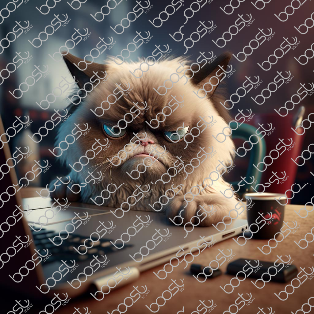תמונה של חתול גיימר נרגן במחשב